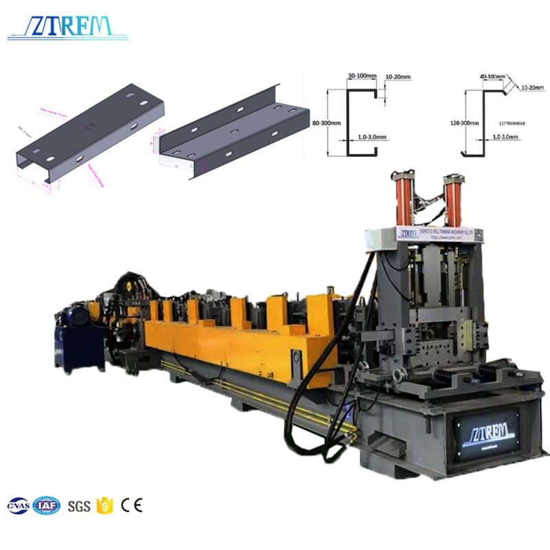 Read more about the article Zhongtuo automatic changing size C Z purlin roll forming machine